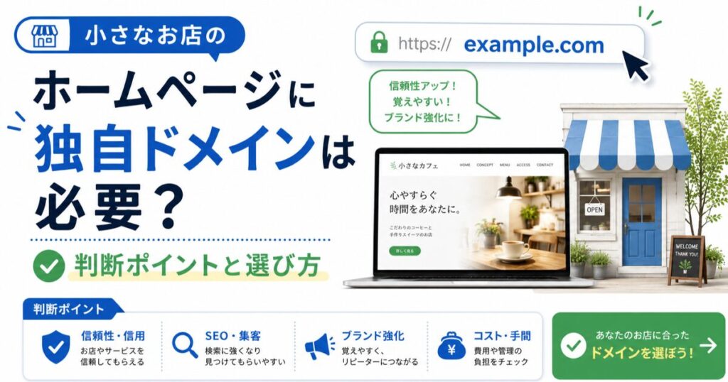 小さなお店のホームページに独自ドメインは必要？判断ポイントと選び方